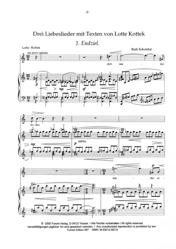Furore Edition Drei Liebeslieder Noten Mezzosopran