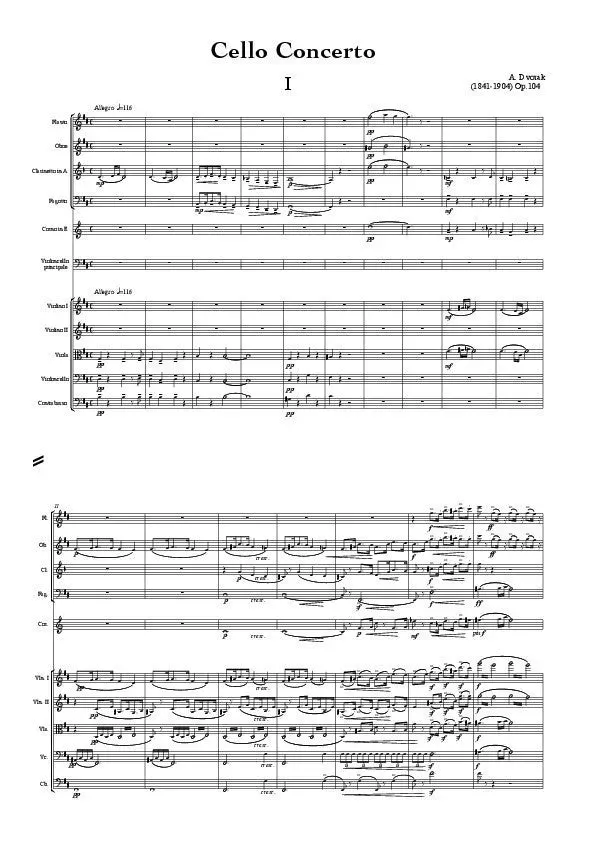 Artaria AEGC20 Dvorak Cellokonzert op.104 Noten Kammerensemble