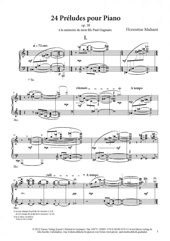 Furore Edition 24 Préludes op. 38 Klaviernoten Partitur