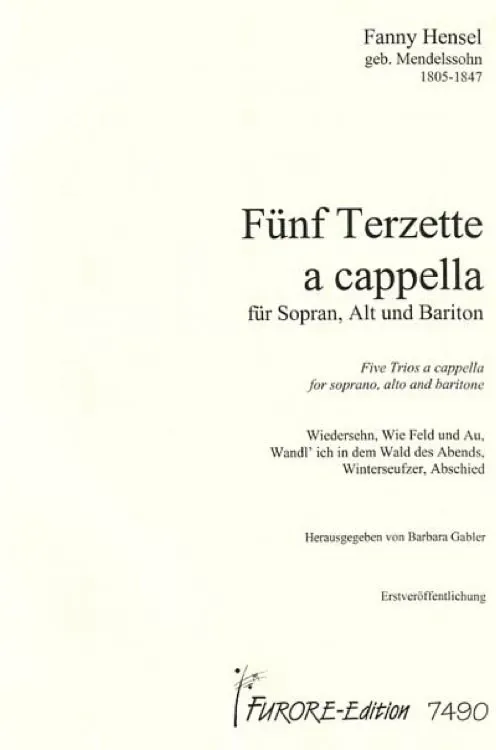 Furore Edition Fünf Terzette/Five Trios Partitur für Vokaltrio