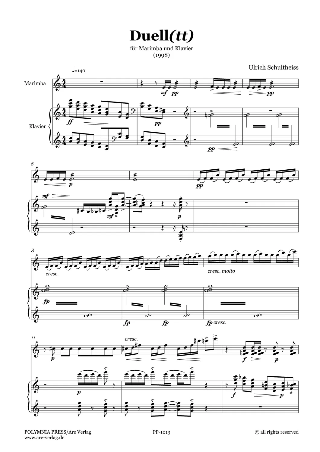 Are Musik Verlag Ulrich Schultheiss „Duell(tt)“ Noten