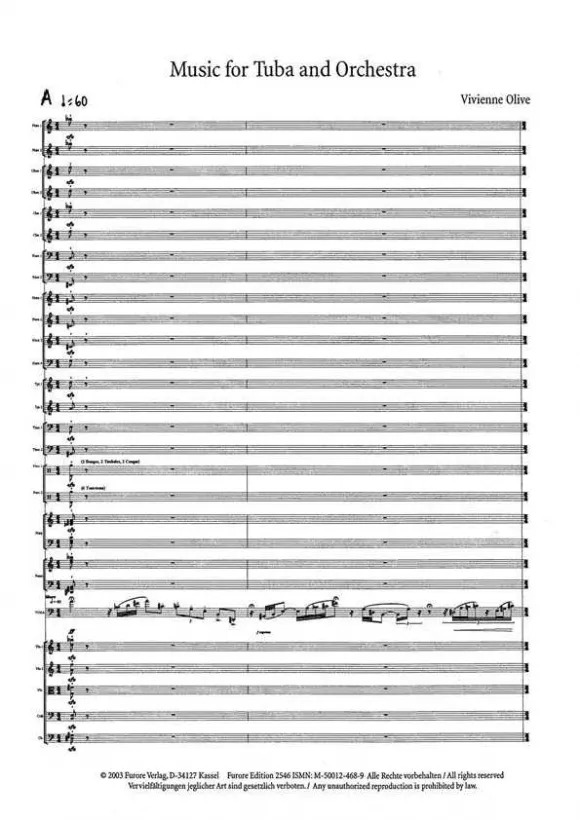 Furore Edition Music for Tuba and Orchestra Partitur Tuba