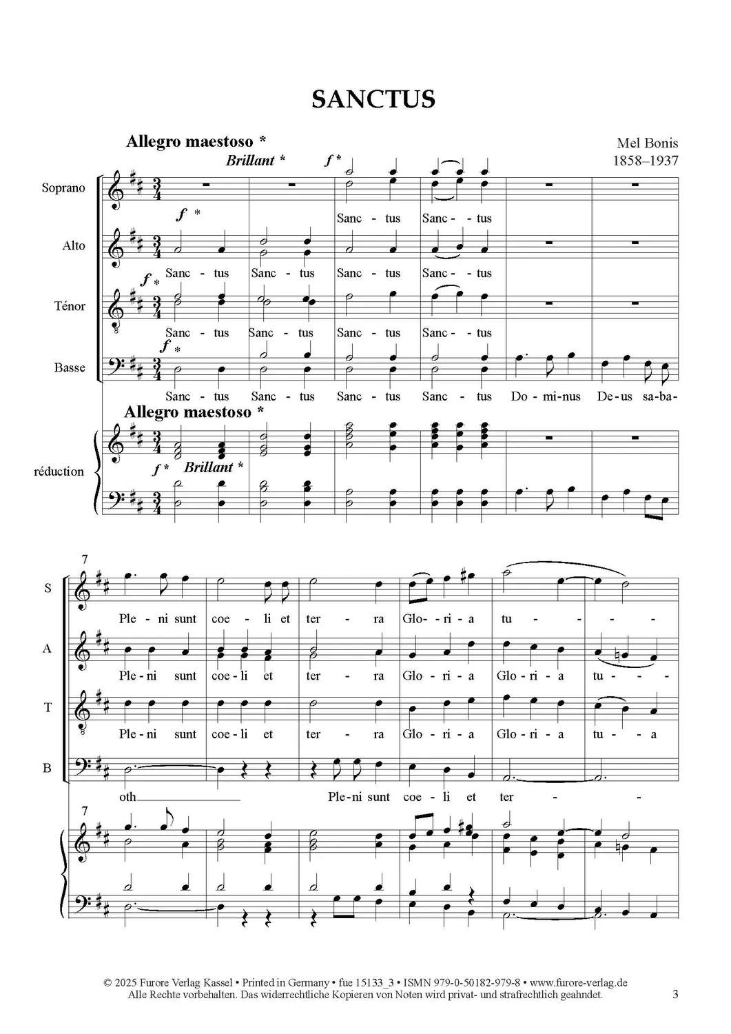 Furore Edition Sanctus für 4-stimmigen gemischten Chor Noten
