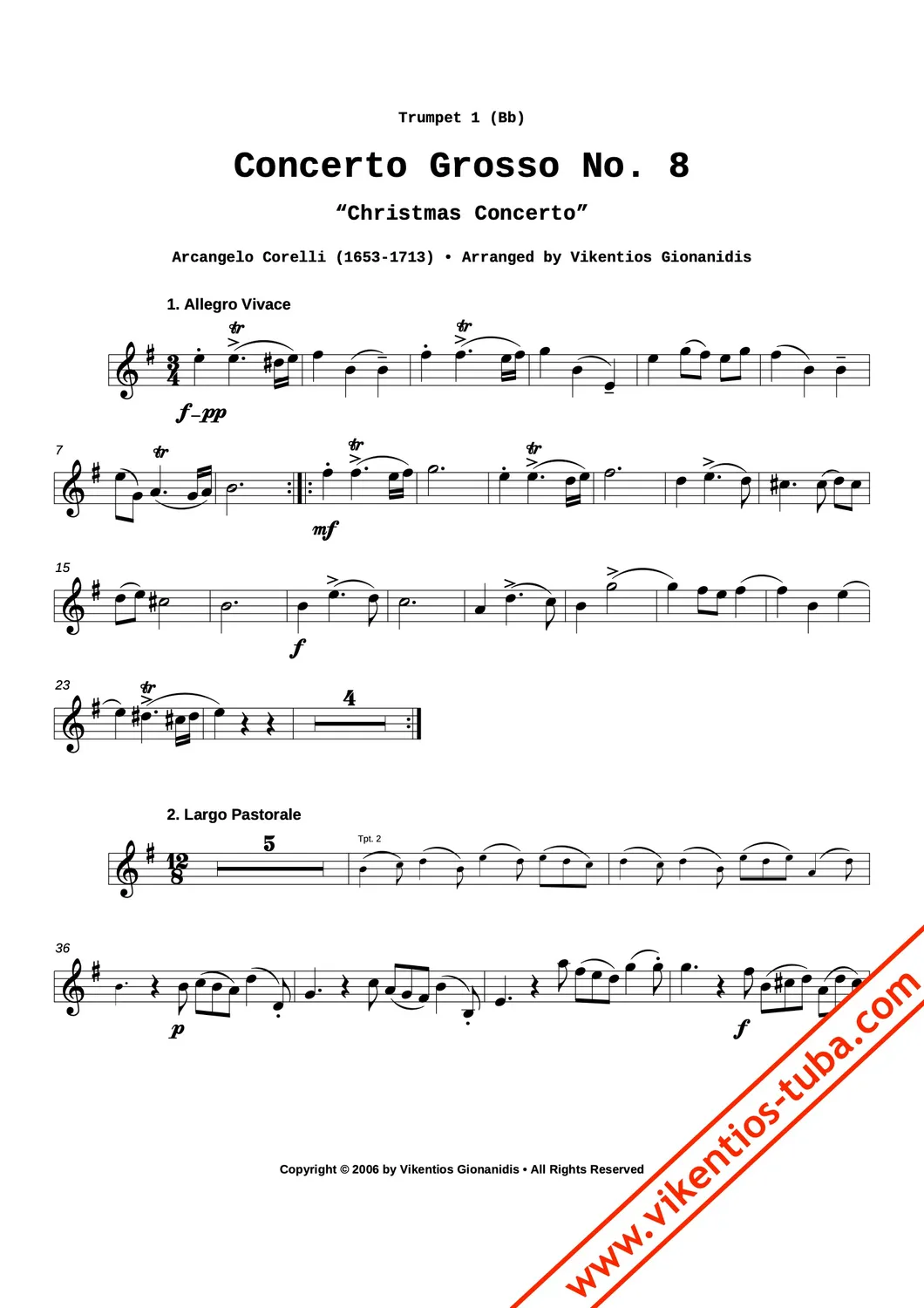 Vikentios Gionanidis Corelli Concerto Grosso 8 Quintett-Noten