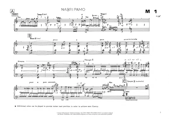 Furore Edition NABRIPAMO Noten Marimba Klavier Partitur und Stimme schwer