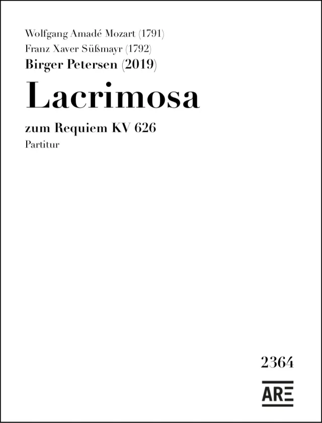 Are Musik Verlag Petersen Lacrimosa KV 626 Partitur Chor