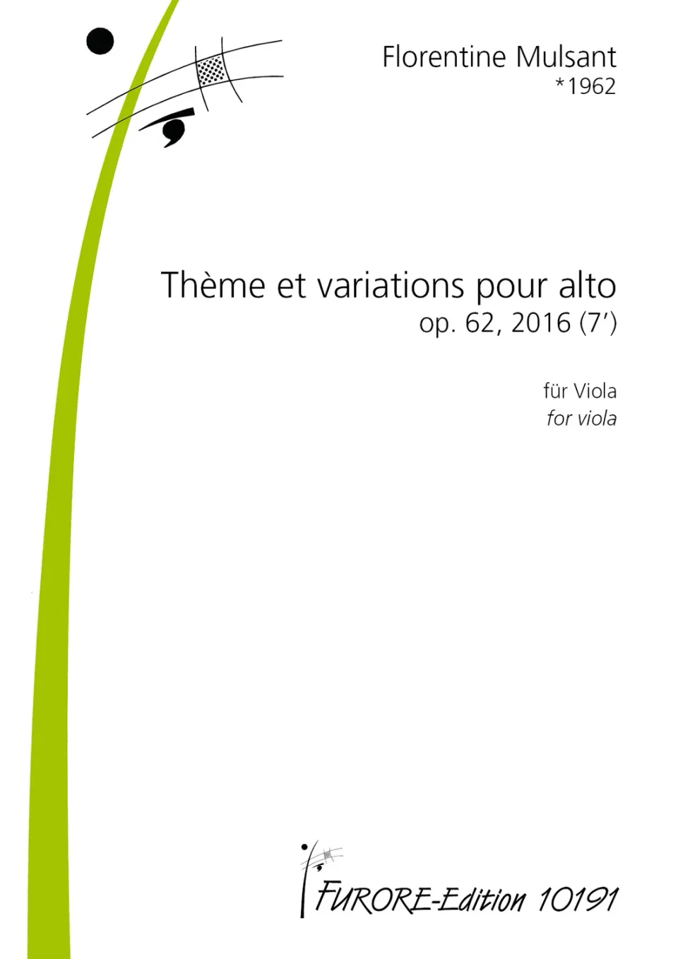 Furore Edition Thème et variations pour alto op. 62 für Viola