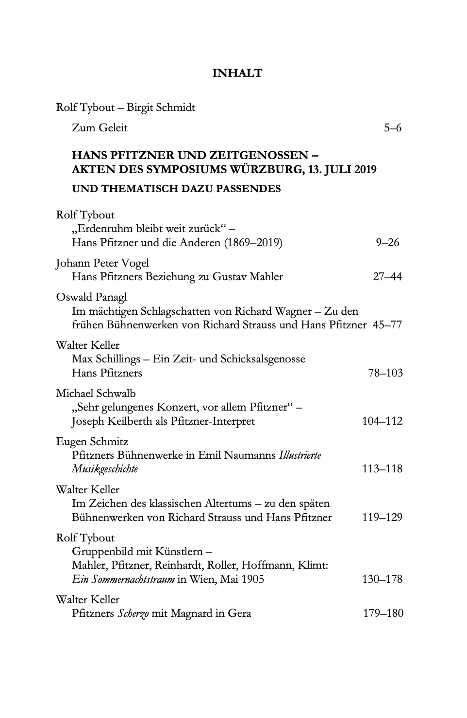 Mitteilungen Hans Pfitzner-Gesellschaft Heft 79 Buch Zeitgenossen