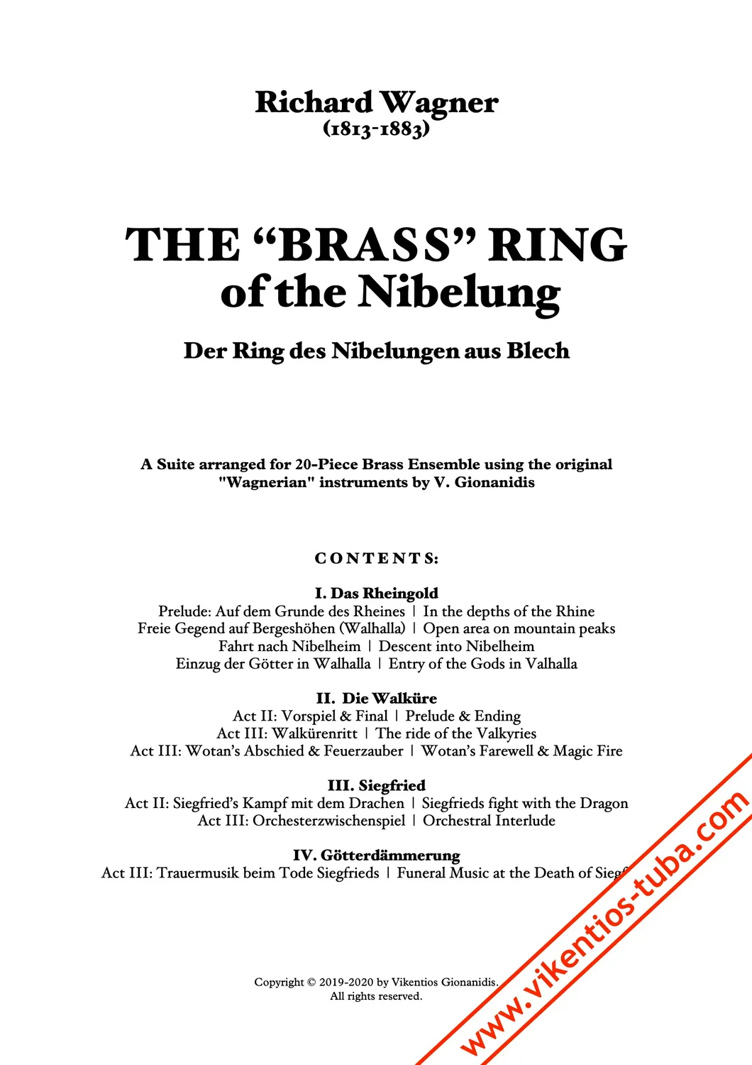 Vikentios Gionanidis BRASS Ring Nibelung Wagner Noten