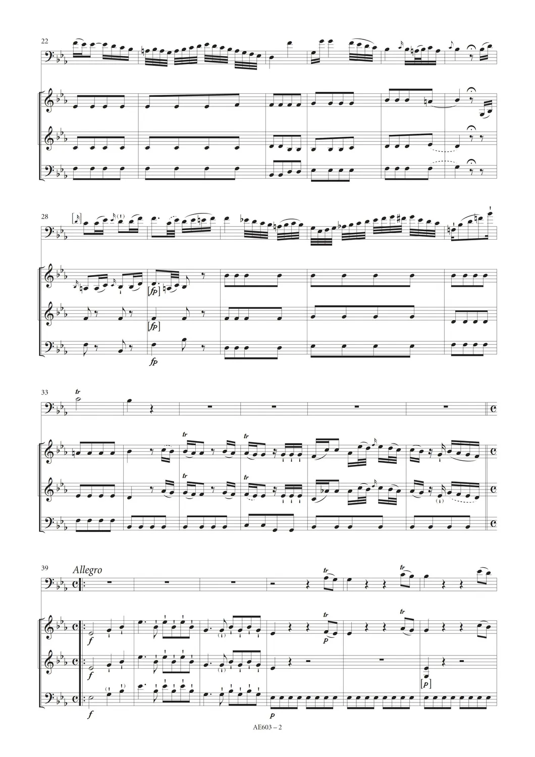 Artaria Michl Quartet in E-flat major for Bassoon and Strings