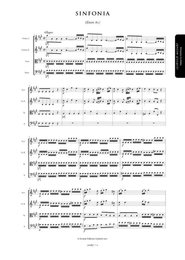 Artaria Mozart Leopold Sinfonie A-Dur Orchester Noten