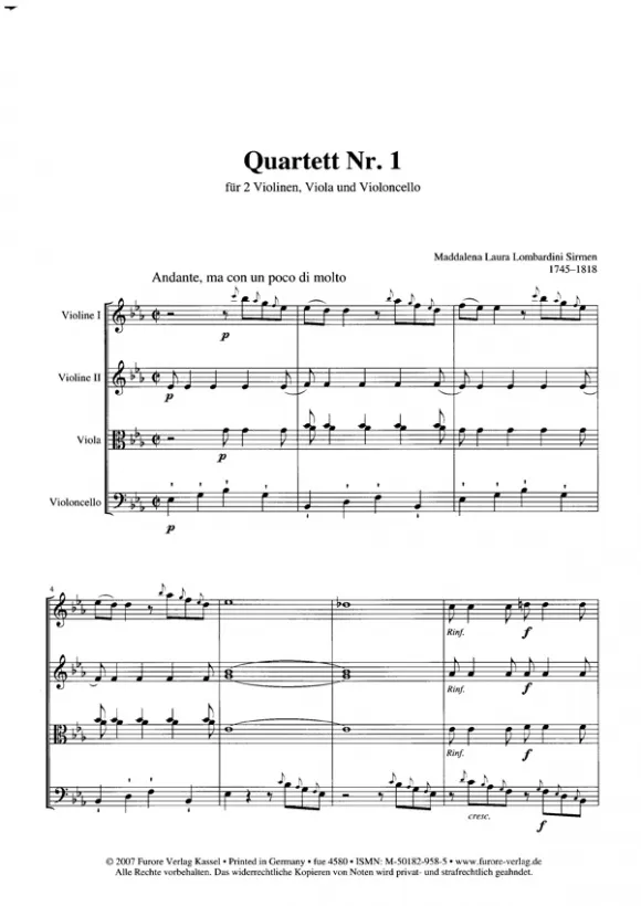Furore Edition Alle sechs Streichquartette Nr.1-6 Noten komplett