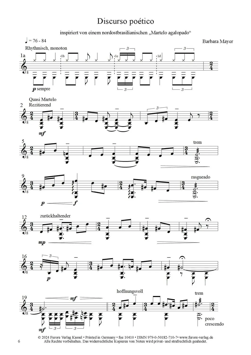 Furore Edition discurso poético Gitarrennoten solo 10 Minuten