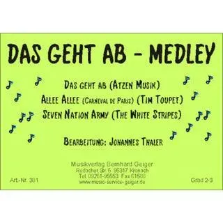 Studio-Verlag Rudi Seifert Das geht ab Medley Noten Grad 2-3