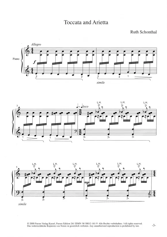 Furore Edition Toccata and Arietta Klavier Partitur schwer