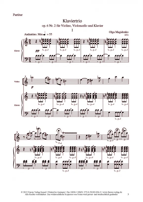Furore Edition Klaviertrio op. 6/2 Kammermusiknoten Violine Cello Klavier
