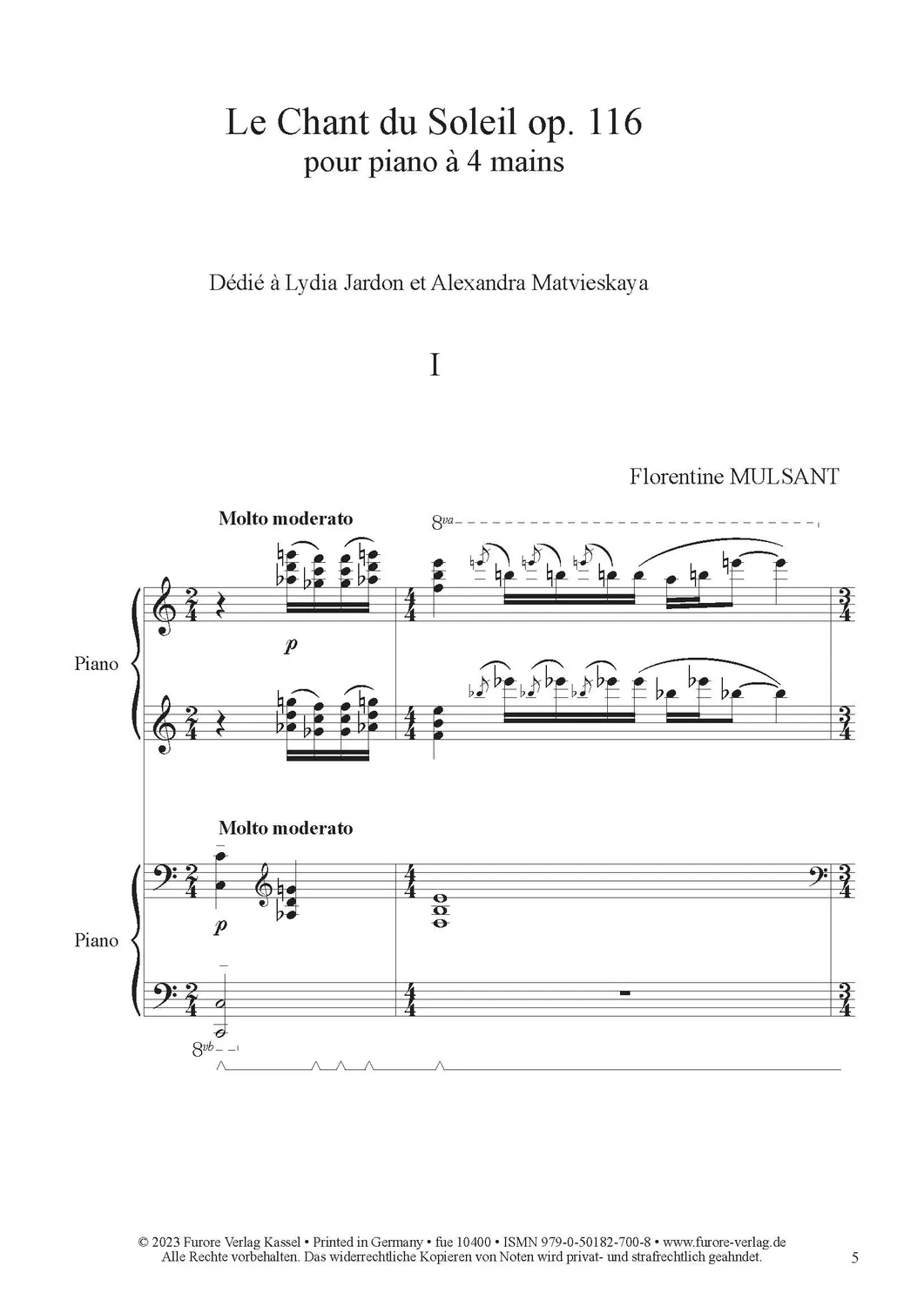 Furore Edition Le Chant du Soleil op. 116 Klavier 4-händig