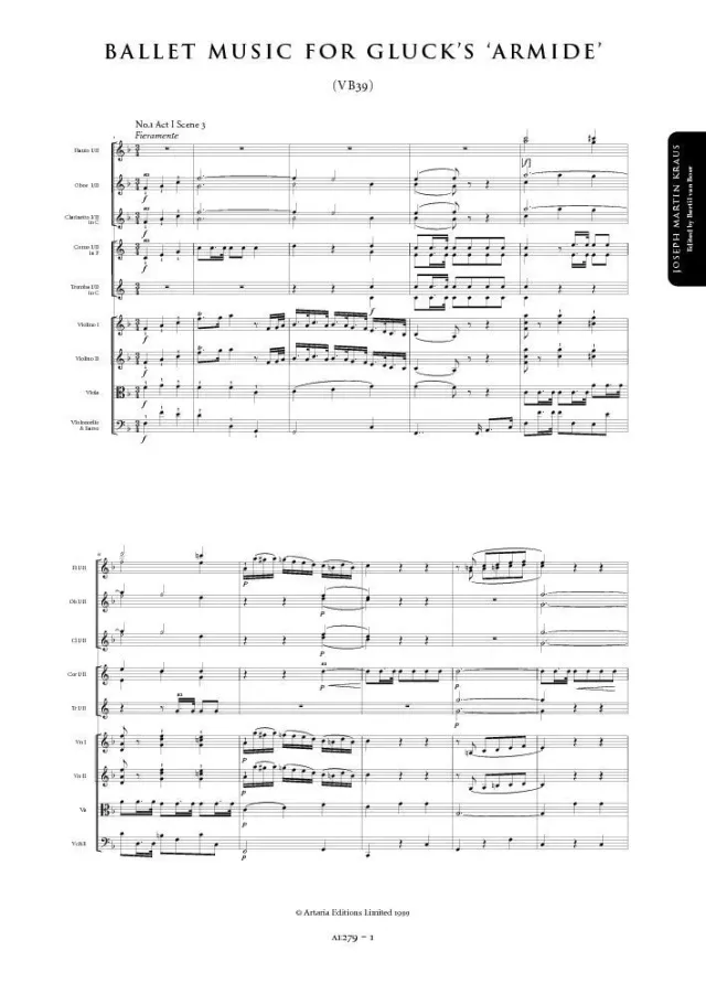 Artaria Kraus Additional Movements for Gluck's Armide VB 39 AE279