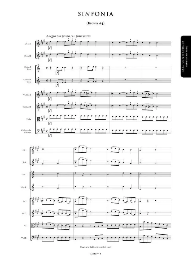 Artaria AE119 Ordonez Sinfonie A-Dur Partitur