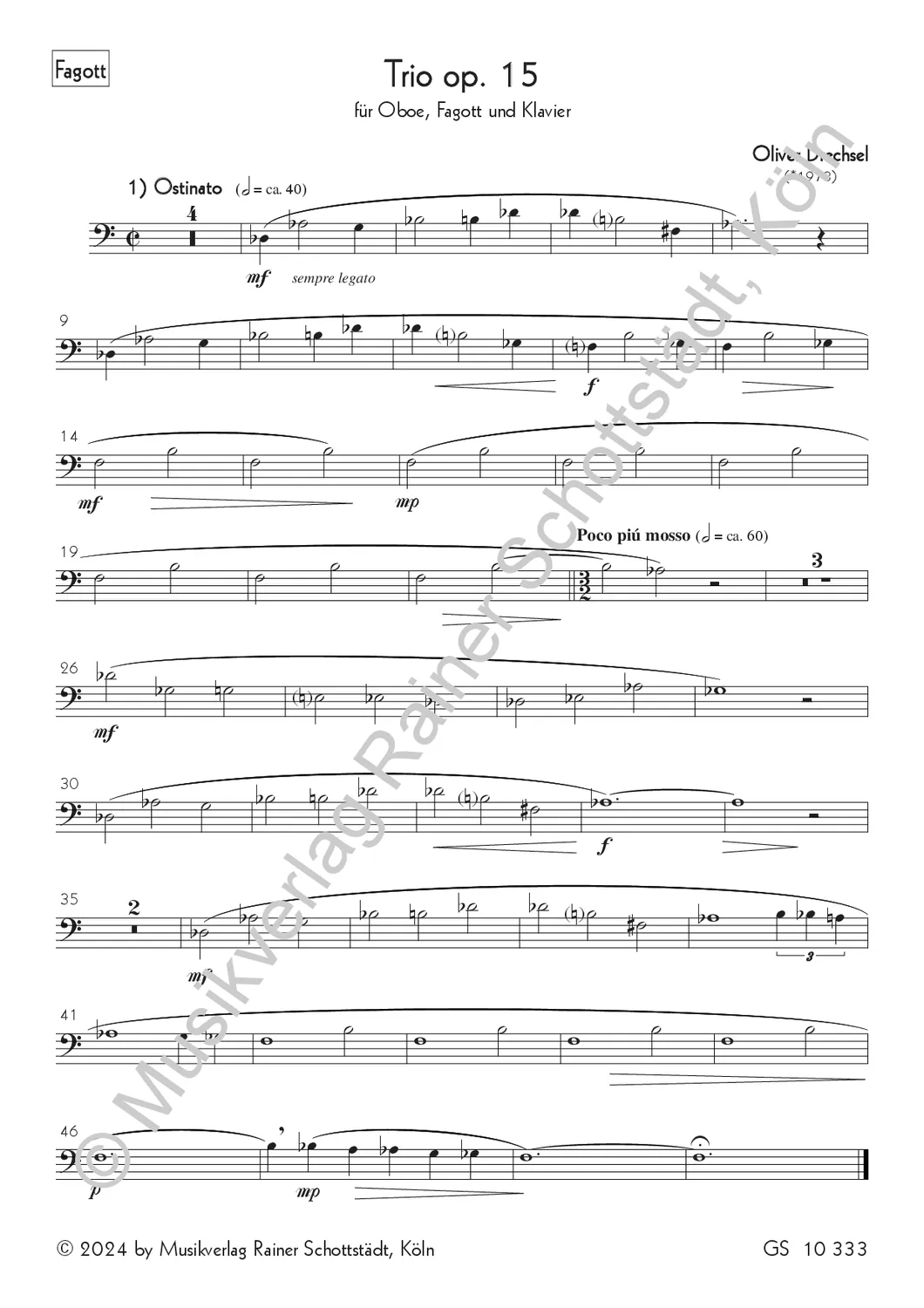 Musikverlag Rainer Schottstädt Trio op.15 Noten Oboe Fagott Klavier