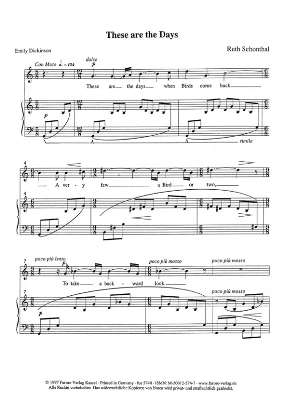 Furore Edition Seven Songs of Love and Sorrow Noten Sopran Klavier