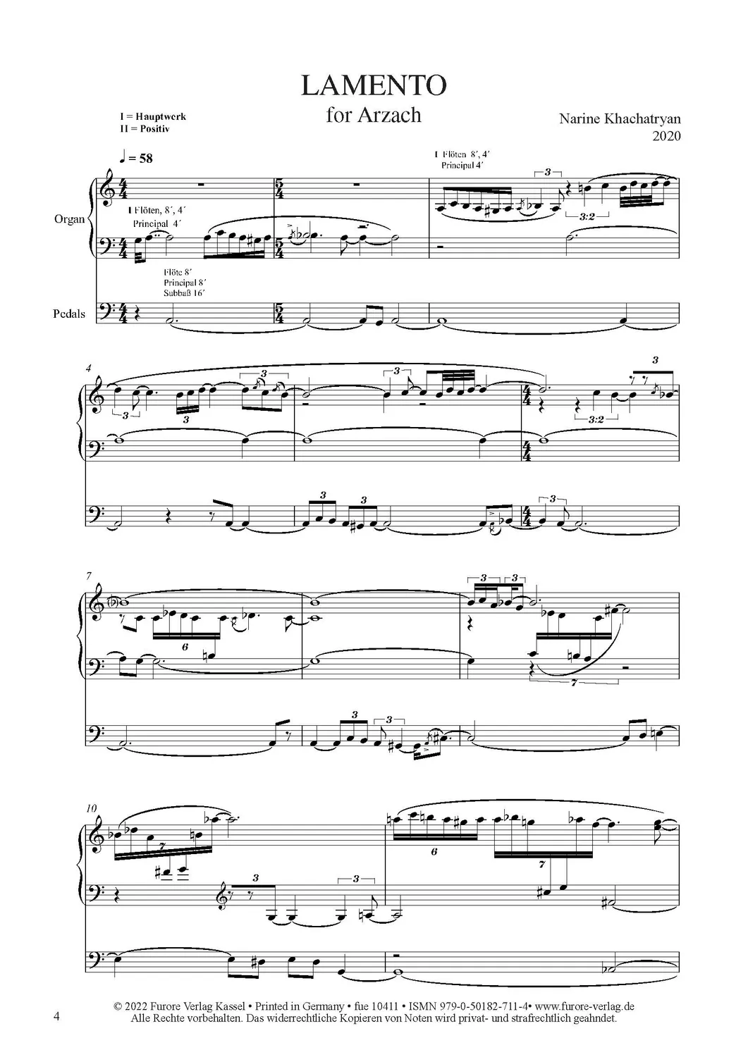 Furore Edition Lamento: 3 works for organ solo Orgelnoten