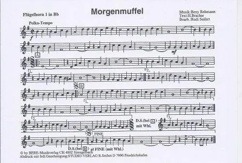 Studio-Verlag Rudi Seifert Morgenmuffel Blasmusiknoten Polka B-Ware