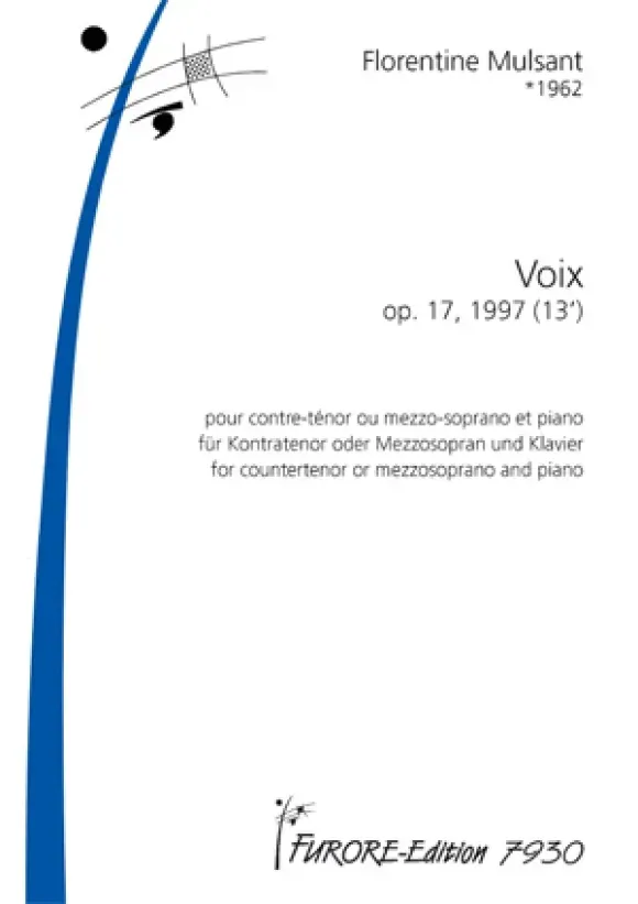 Furore Edition Voix op. 17 Lieder für Kontratenor oder Mezzosopran und Klavier