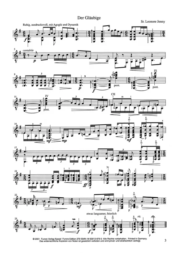 Furore Edition Die Lauschenden Partitur für Gitarre solo