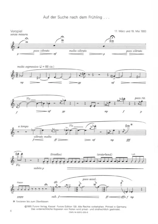 Furore Edition Musik Flöte solo Partitur Noten