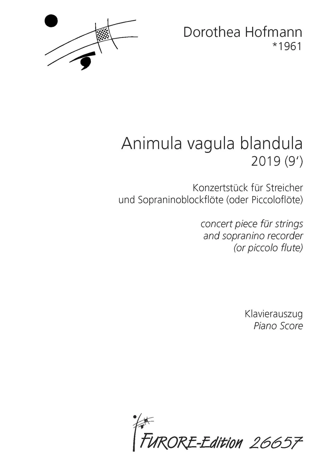 Furore Edition Animula vagula blandula Streicher Sopraninoblockflöte