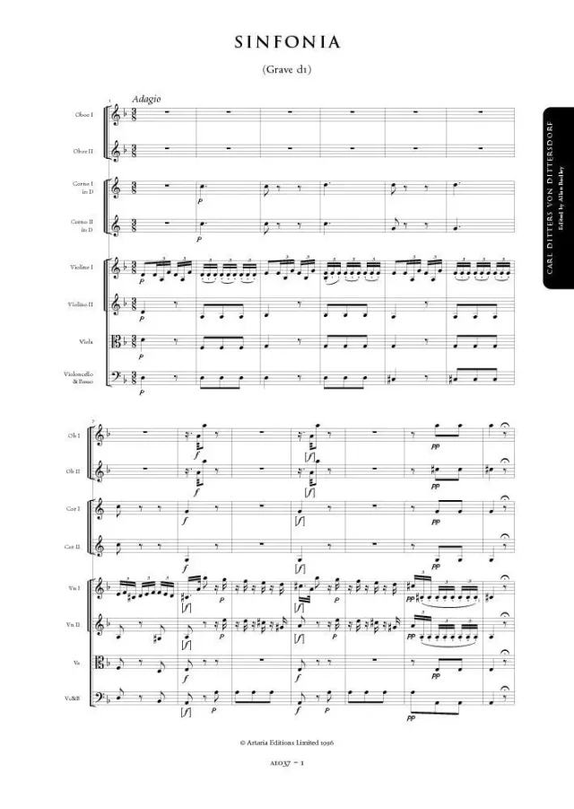 Artaria AE037 Dittersdorf Sinfonie d-Moll Partitur
