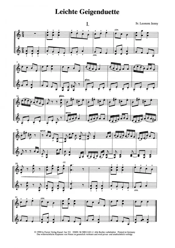 Furore Edition Leichte Geigenduette 2 Violinen Noten