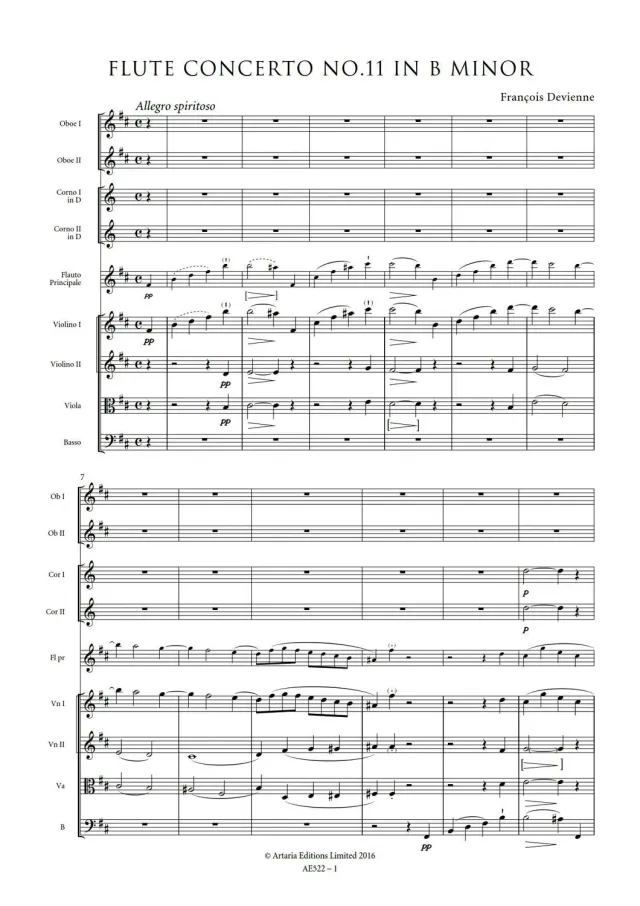 Artaria AE522 François Devienne Flötenkonzert Nr. 11
