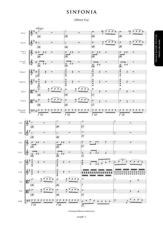 Artaria AE098 Dussek Sinfonie G-Dur Partitur