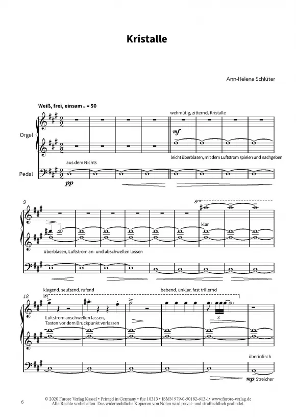 Furore Edition Kristalle und Feuer op 5 Orgel Noten solo