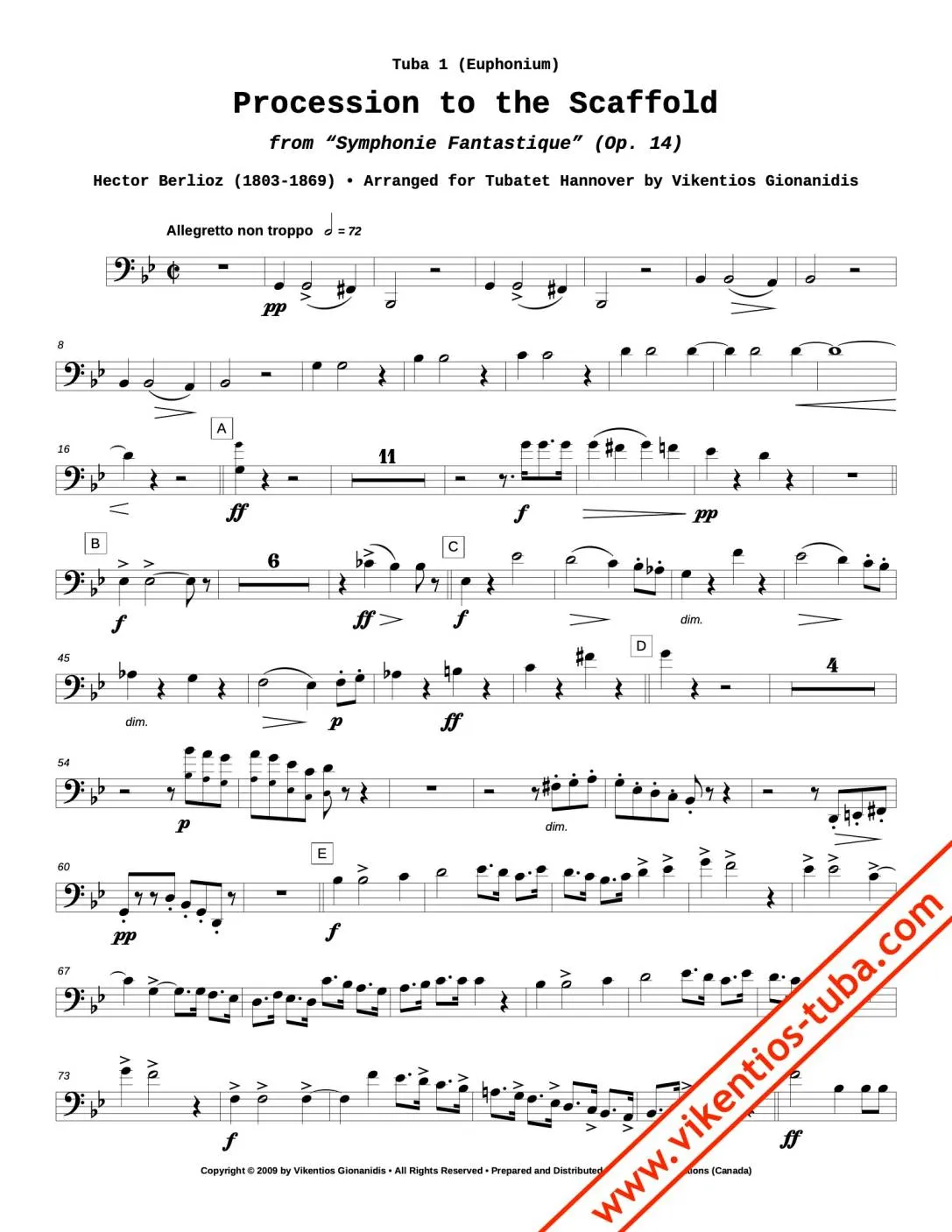 Vikentios Gionanidis Berlioz Schafott Noten Tubaquintett