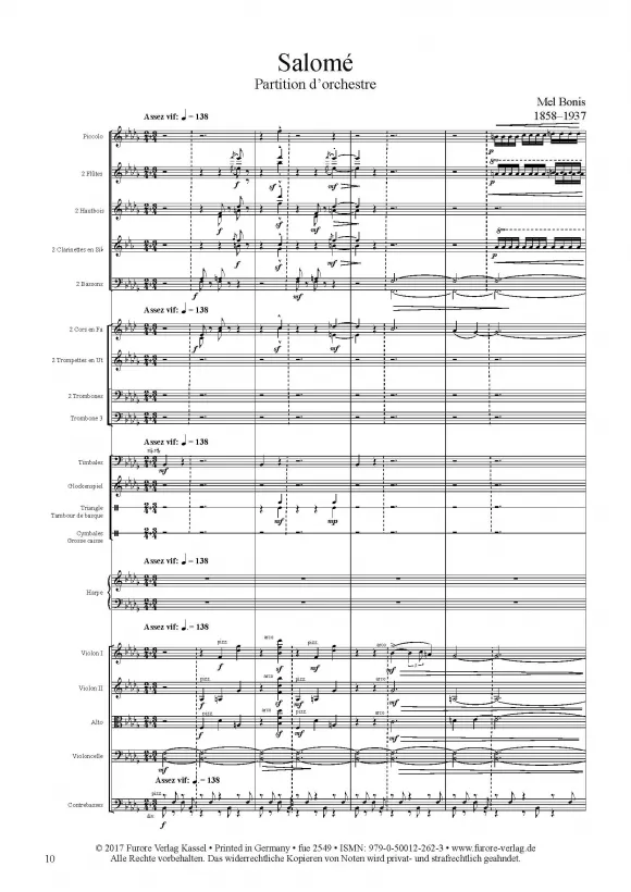 Furore Edition Salomé op. 100/2 Partitur für Orchester