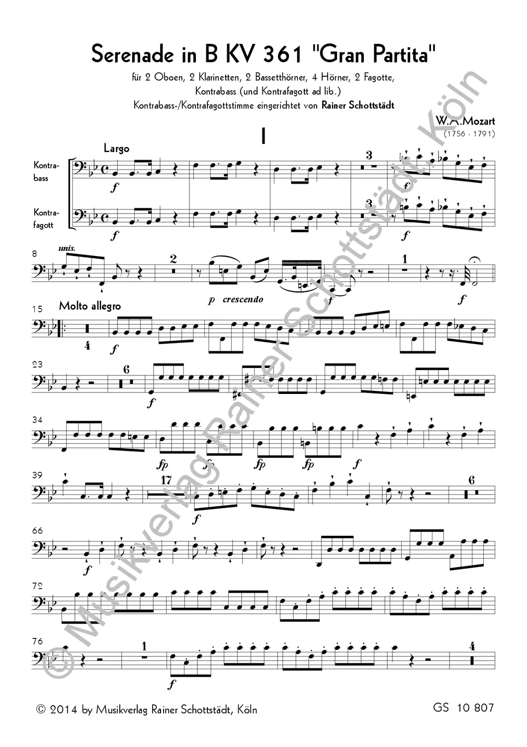 Schottstädt Kontrafagott ad lib. Noten Mozart Beethoven Schubert Lachner