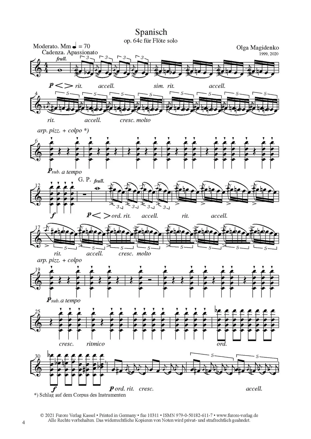 Furore Edition Spanish op. 64c, Blues op. 44c für Flöte solo Noten
