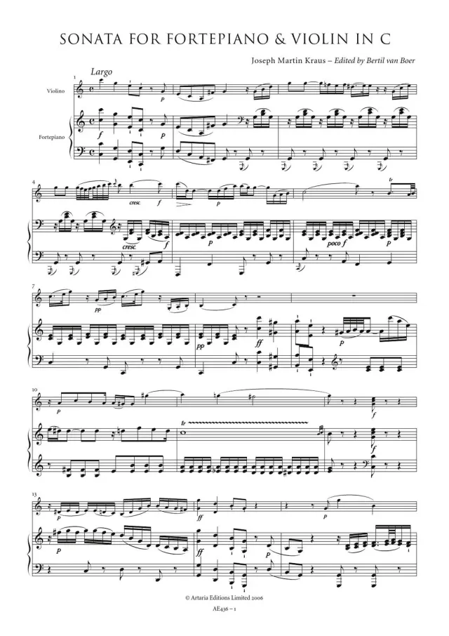 Artaria Kraus Sonate C-Dur VB 162 AE436 Noten