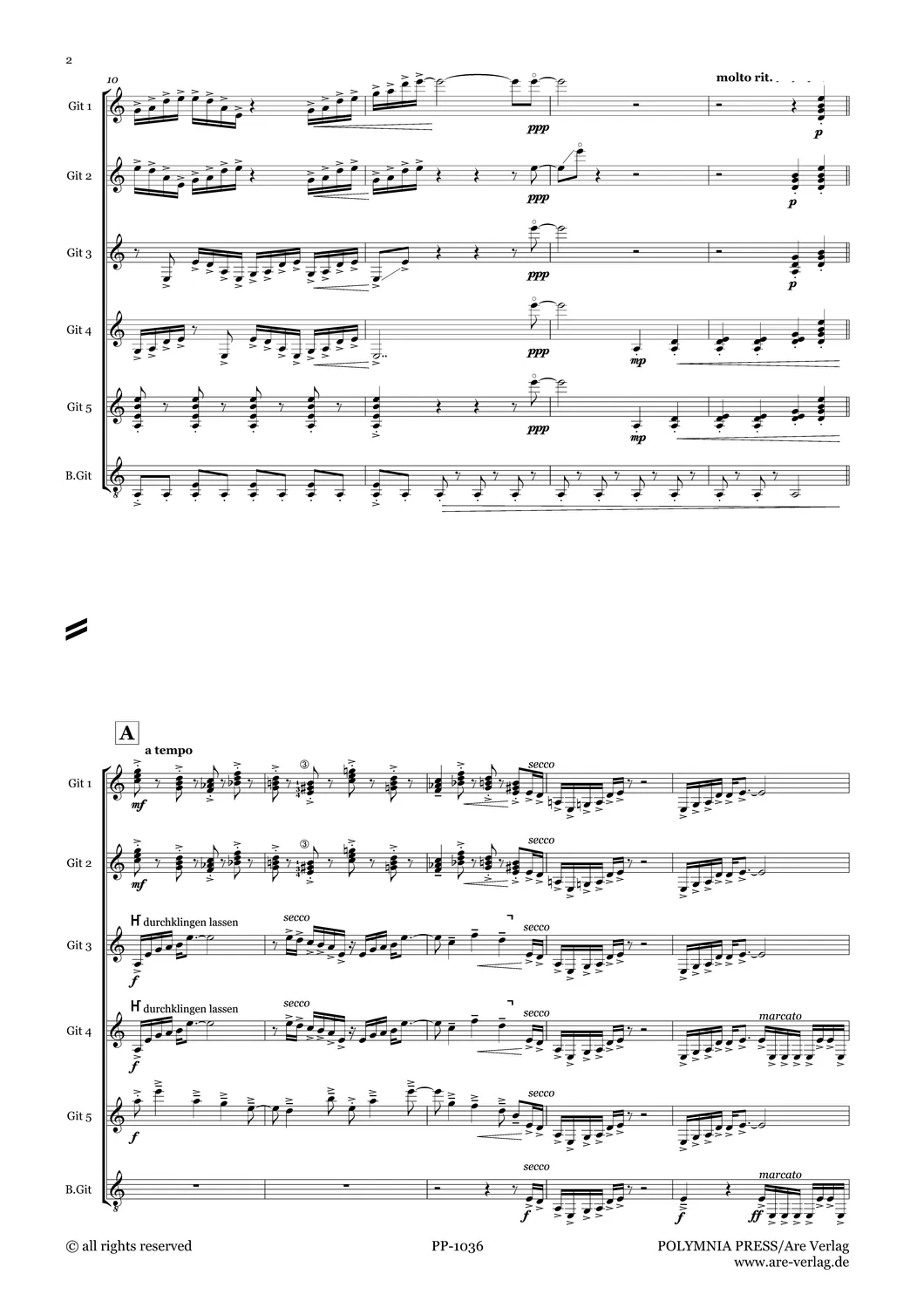 Are Musik Verlag Tan!Go Noten Gitarrenorchester Partitur Stimmen