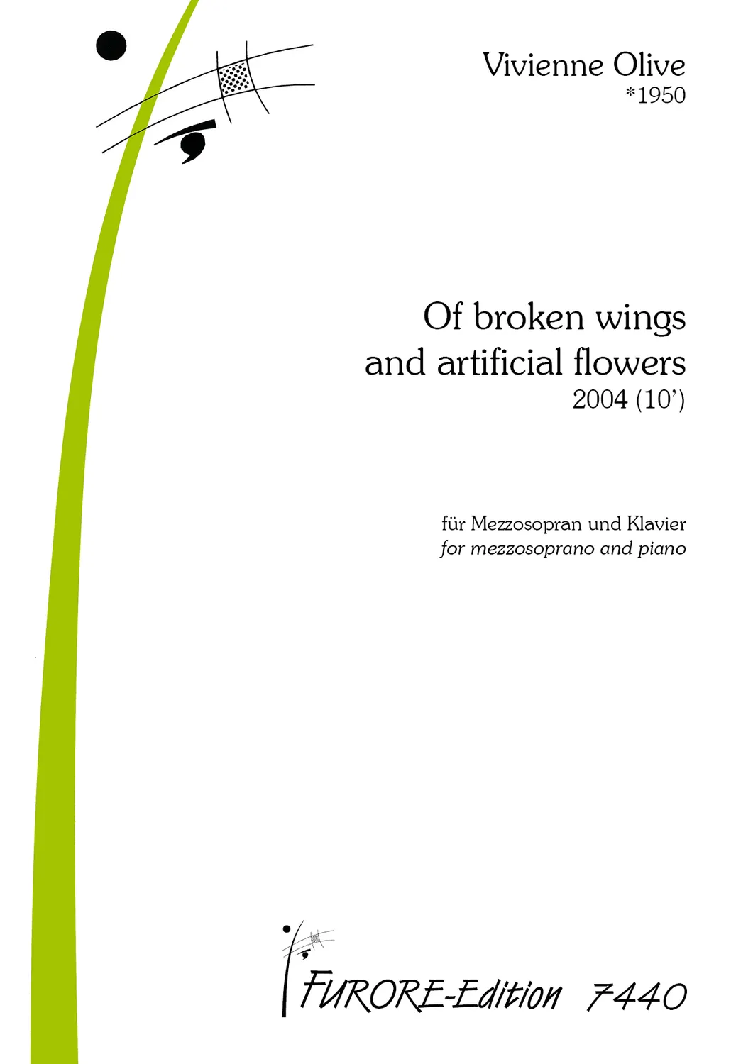Furore Edition Of broken wings and artificial flowers Liedzyklus für Stimme und Klavier
