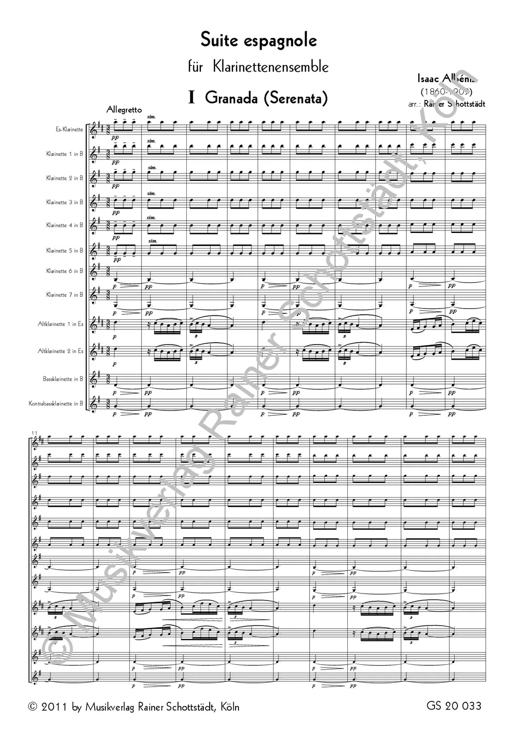 Musikverlag Rainer Schottstädt Suite espagnole Noten Bearbeitung von Albéniz