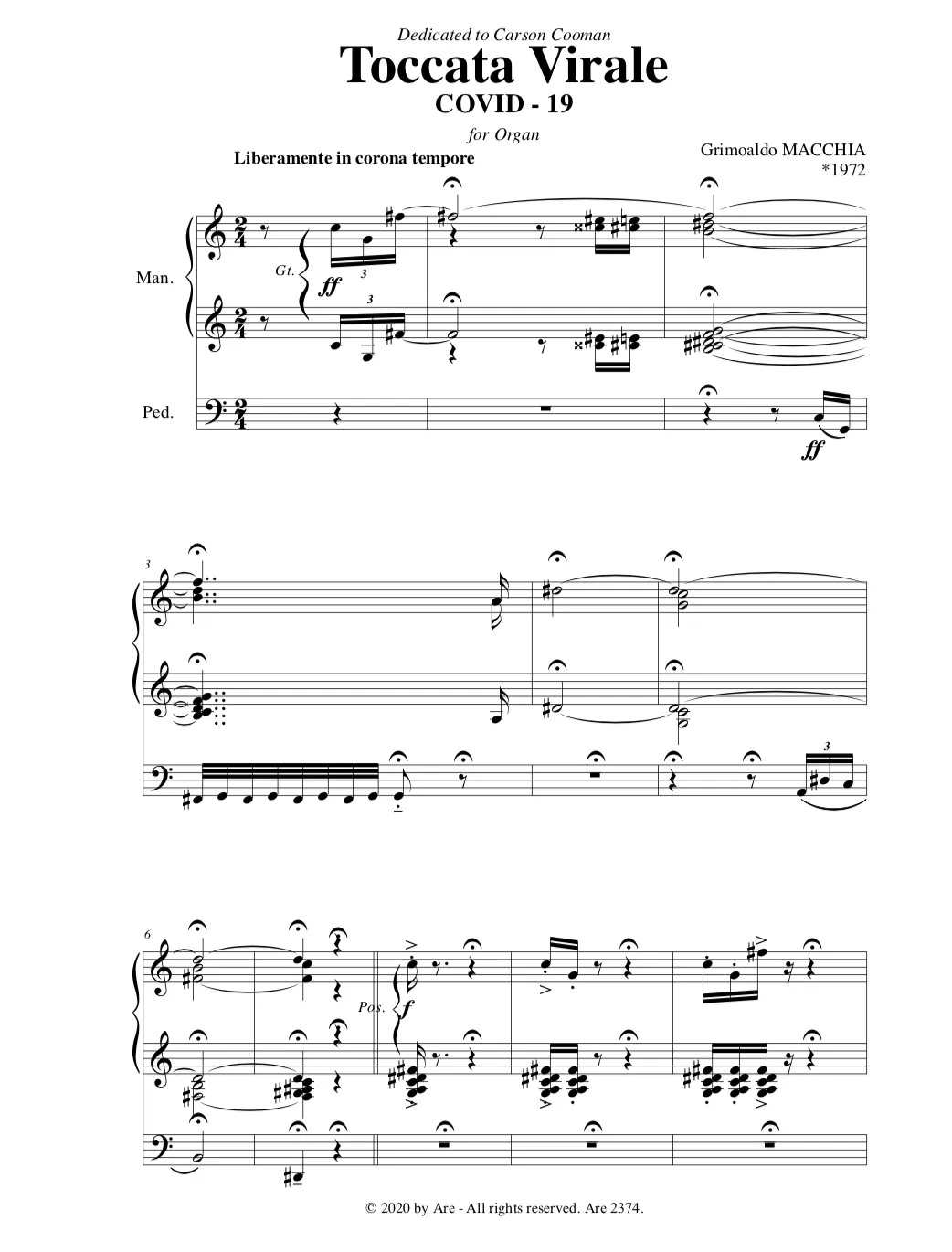 Are Musik Verlag Macchia Toccata virale Orgelnote