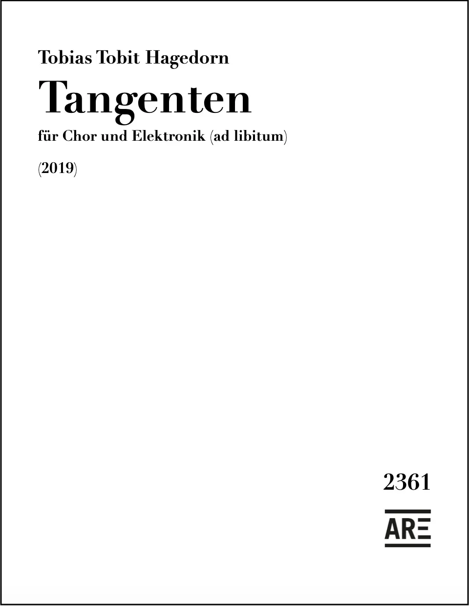 Are Musik Verlag Hagedorn Tangenten 8-stimmiger Chor Noten