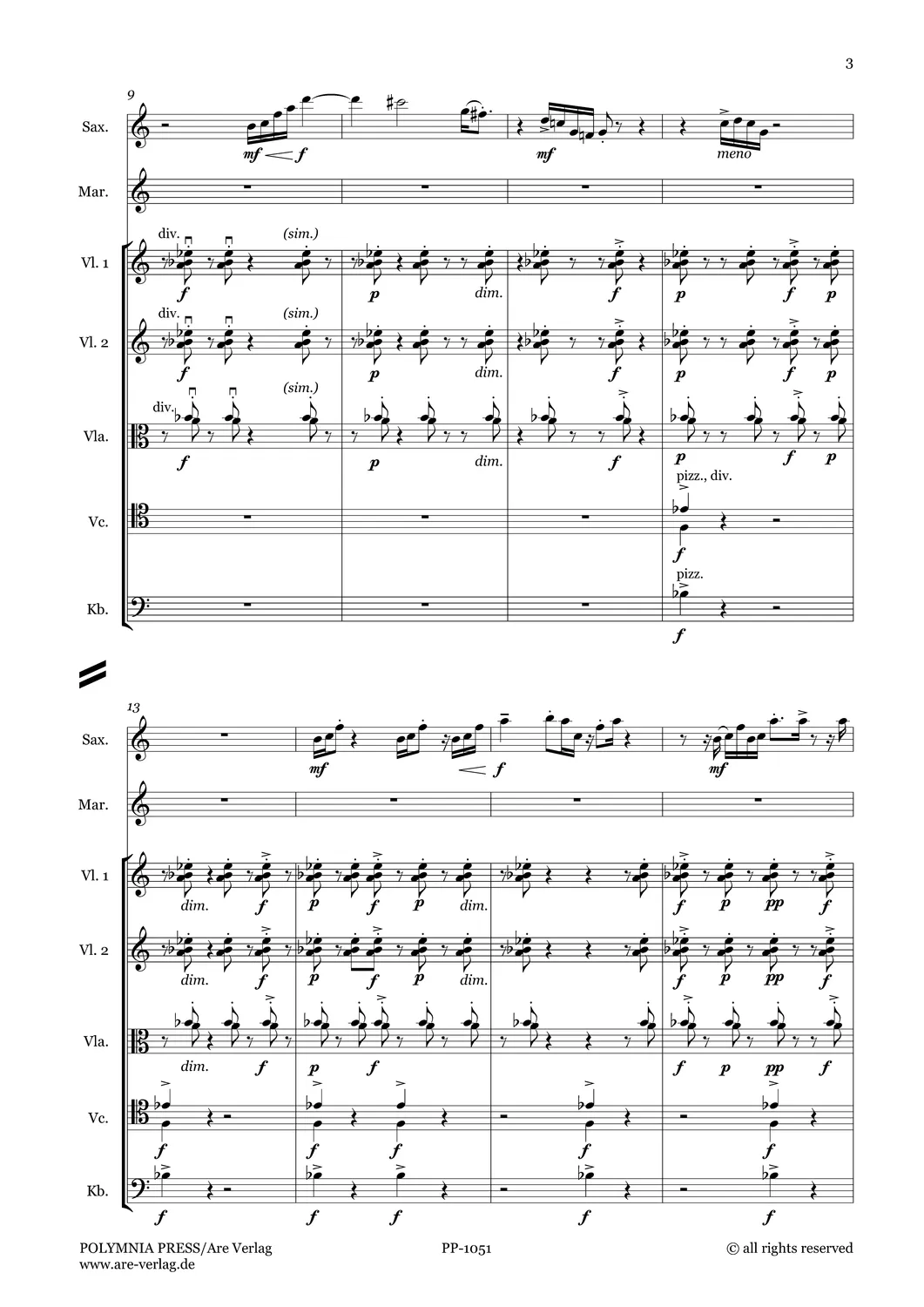 Are Musik Verlag Skip Jack Noten Sopransaxophon Marimba Streicher
