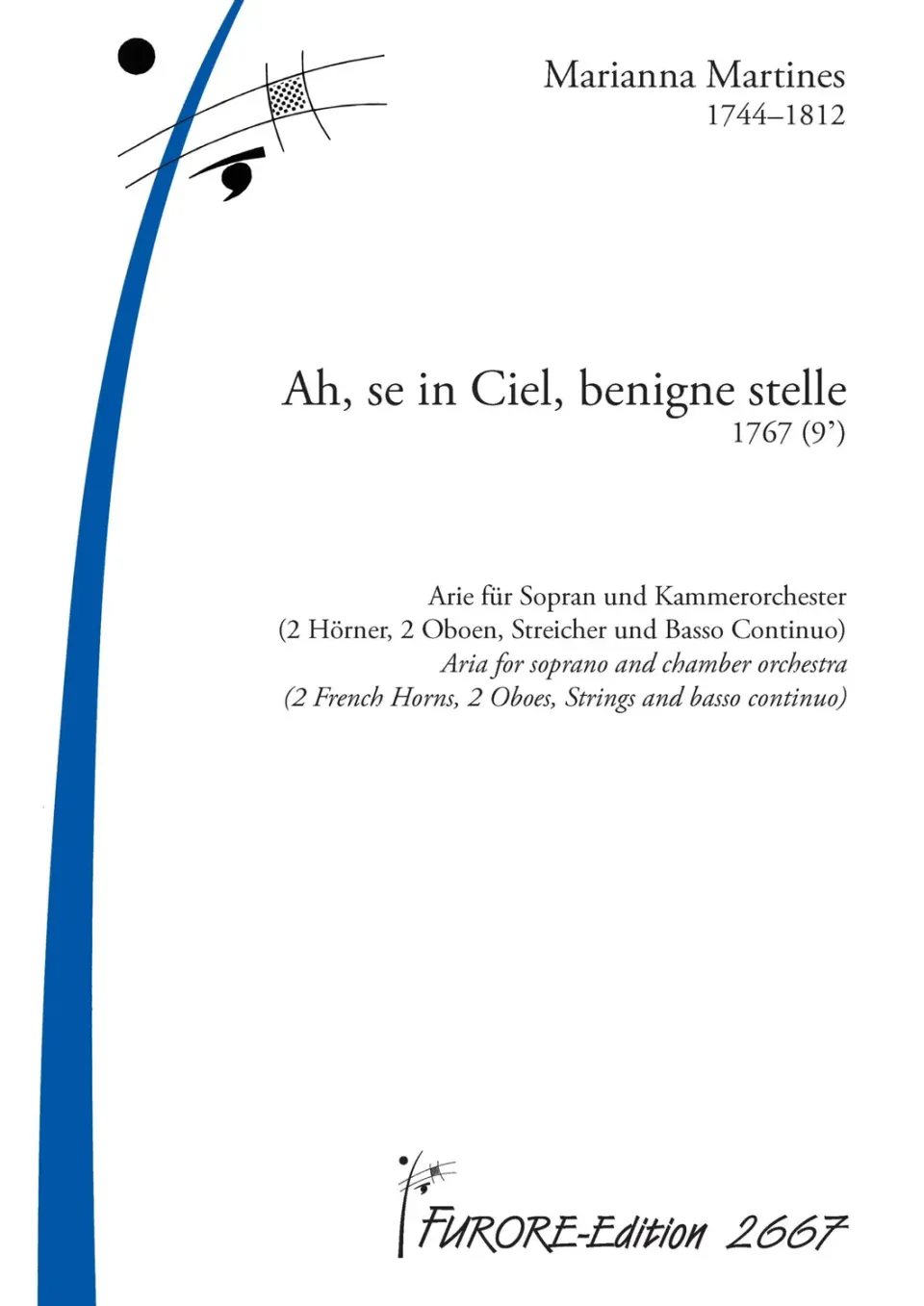 Furore Edition Ah, se in Ciel, benigne stelle Arie Partitur