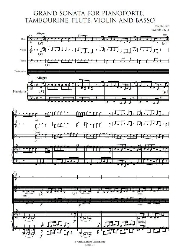 Artaria AE599 Joseph Dale Grand Sonata für Pianoforte