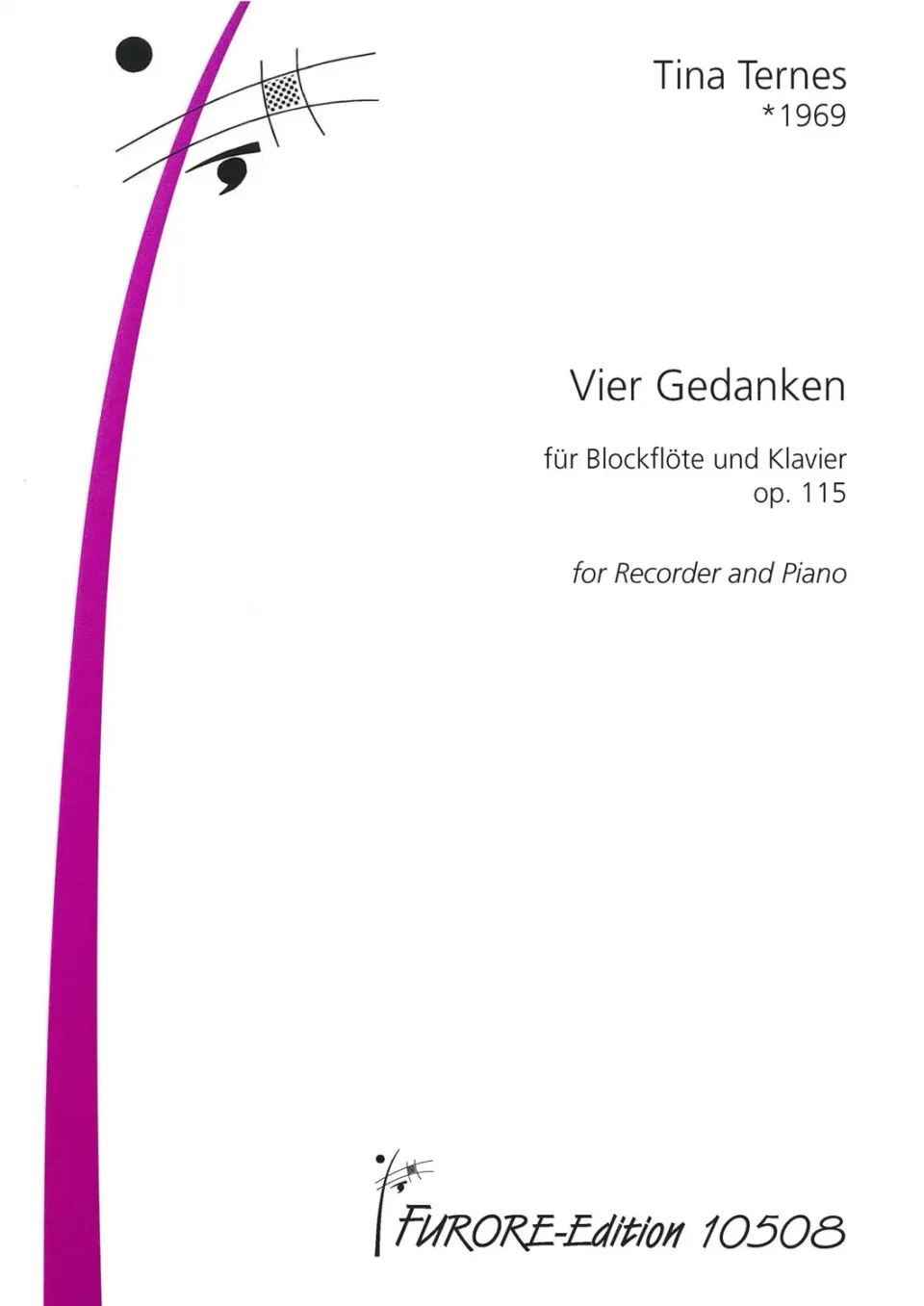 Furore Edition Vier Gedanken op. 115 für Blockflöte und Klavier Noten